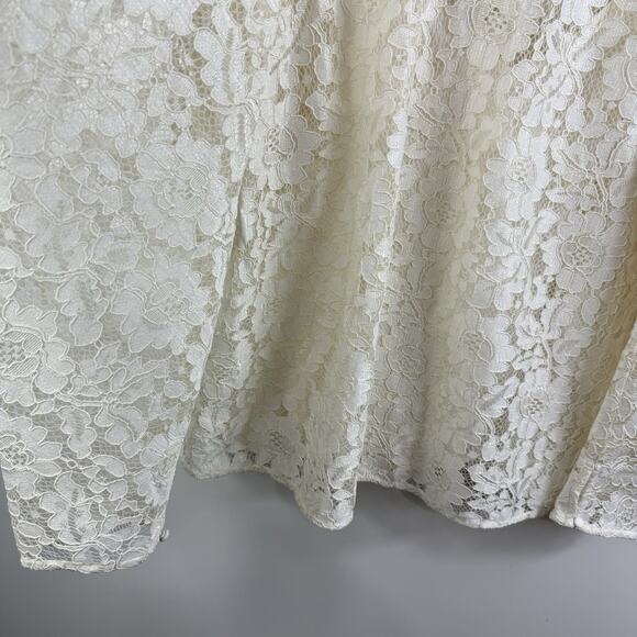 Express New Cream Floral Lace Long Puff Sleeve Top Large Castlecore Renaissance - Picture 9 of 16